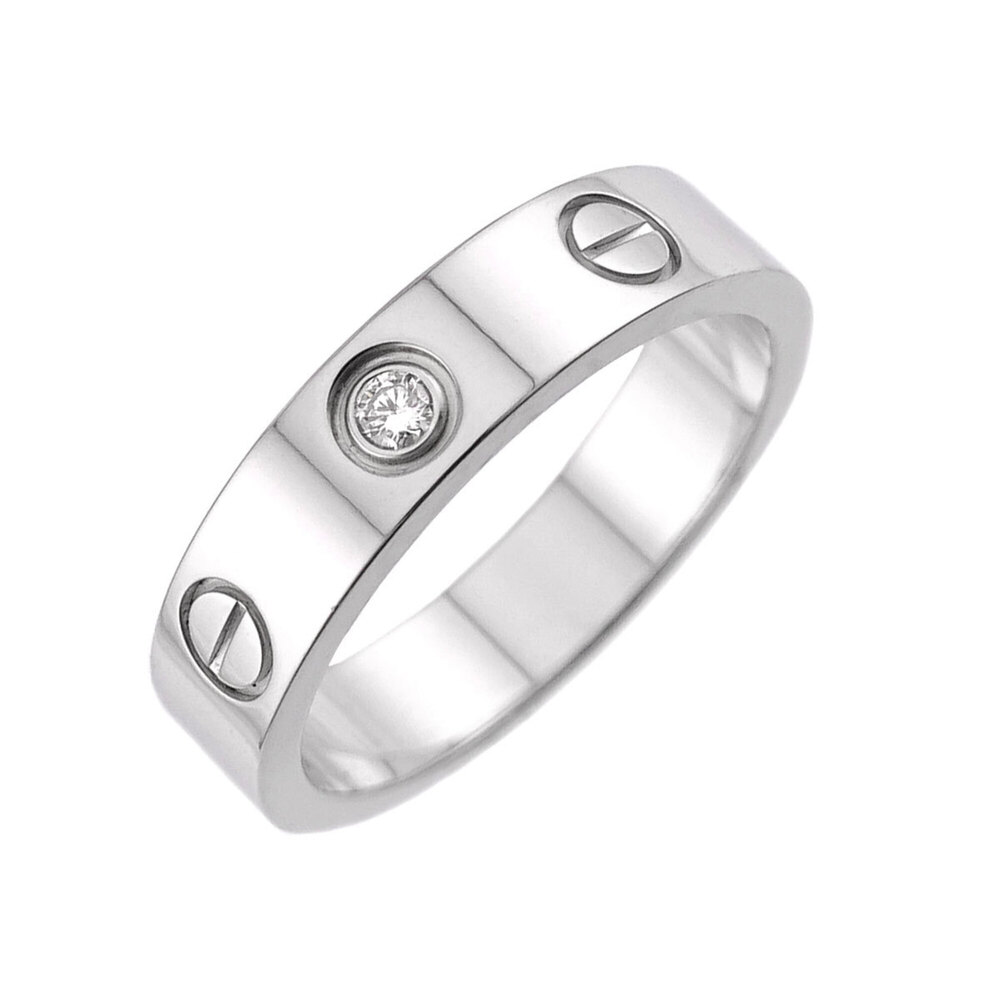 Cartier Mini Love Ring #47, 1 Diamond, 18K White Gold (750)